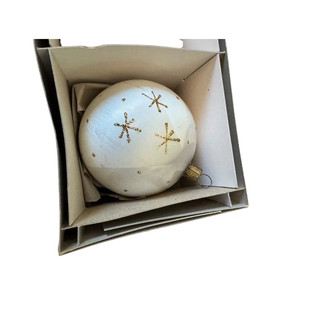Vintage Dillards Glass Christmas‎ Ornaments Made in Western Germany Gold White 4
